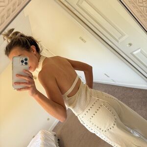 Zara Cream Ribbed Tank Top